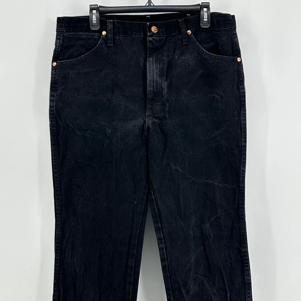 Wrangler 936WBK Jeans Mens 35x32 Black Solid Slim Fit Cowboy Cut Modern Era